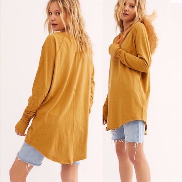 NWT FREE PEOPLE We The Free Arden Long Sleeve Tee - Trail (Mustard) - Picture 4 of 4